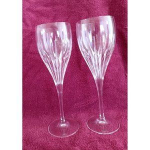 Set of 2 Tall 9.5" Stemmed Crystal Champagne Wine Glass Celebrity Opus Pattern